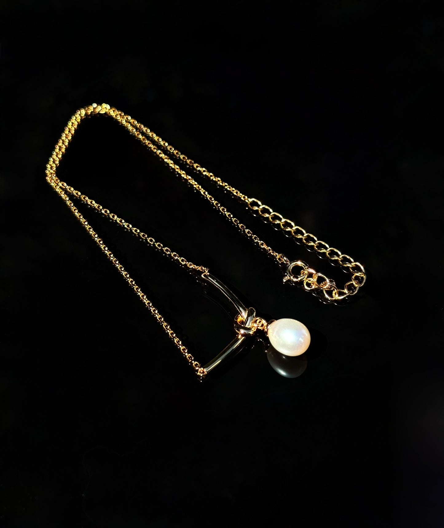 S925 Sterling Silver Lunar Glow Knot Freshwater Pearl Necklace