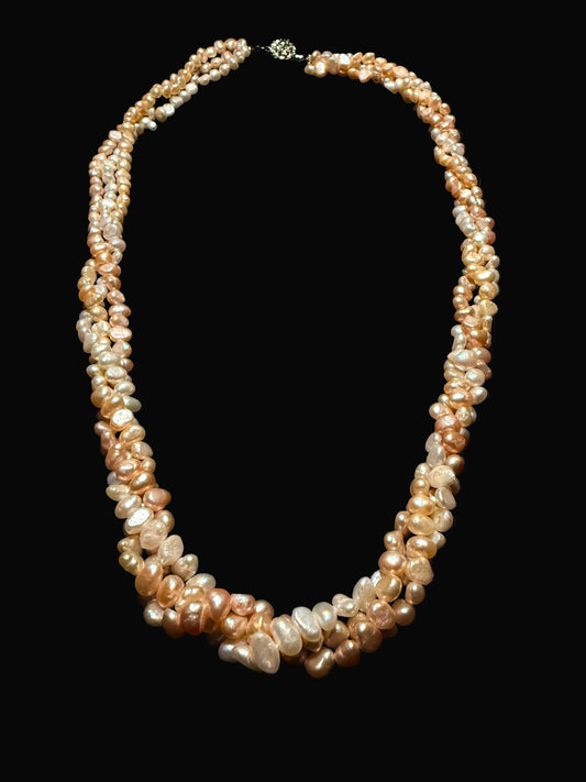 Freshwater Pearl Necklace - Triple Strand Glamour