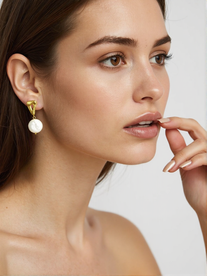 S925 Sterling Baroque Pearl Earrings