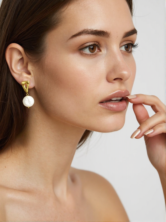S925 Sterling Baroque Pearl Earrings