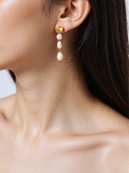 S925 Sterling Silver Baroque Pearl Earrings
