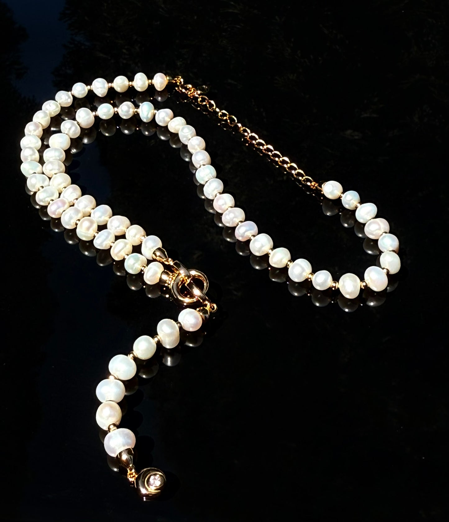S925 Sterling Freshwater Pearl Necklace with Sparkling Zircon Pendant