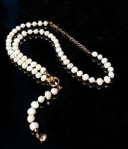 S925 Sterling Freshwater Pearl Necklace with Sparkling Zircon Pendant