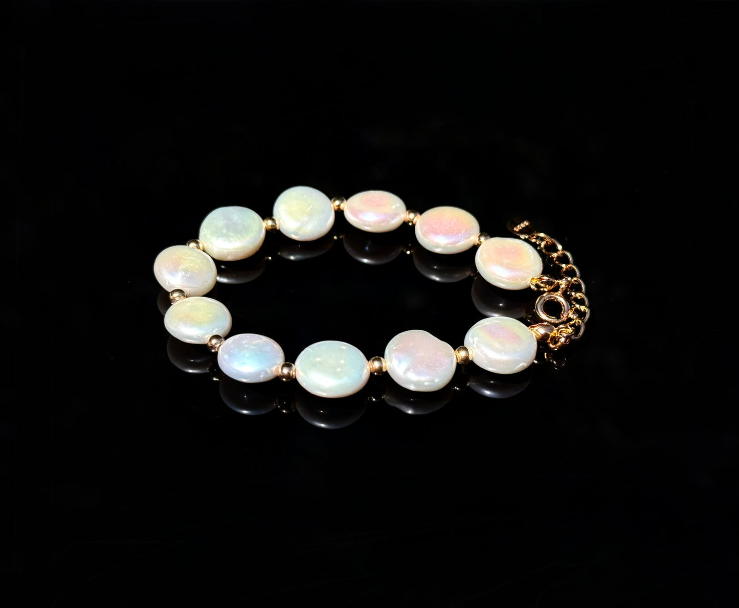 S925 Silver Vintage Gold Baroque Pearl Bracelet