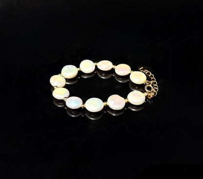 S925 Silver Vintage Gold Baroque Pearl Bracelet