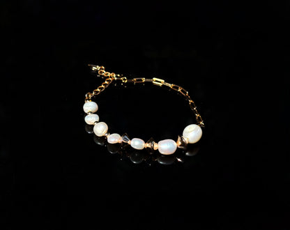 S925 Sterling Silver Natural Potato Baroque Pearl Bracelet