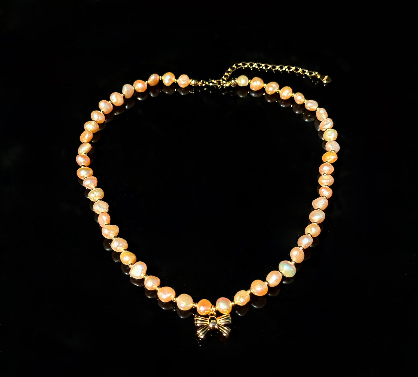 S925 Sterling Freshwater Pearl Necklace with Radiant Champagne Glow