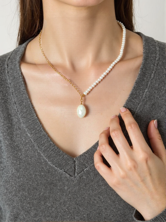 S925 Sterling Baroque Pearl Necklace