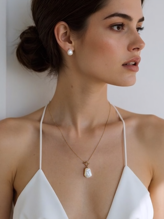 S925 Sterling Baroque Pearl Long Necklace