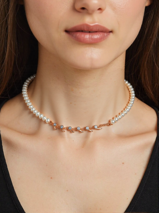 S925 Sterling Freshwater Pearl Rhinstone Elegance Necklace