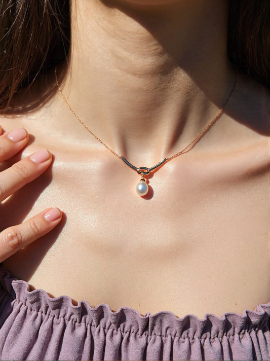 S925 Sterling Silver Lunar Glow Knot Freshwater Pearl Necklace