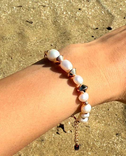 S925 Sterling Silver Natural Potato Baroque Pearl Bracelet