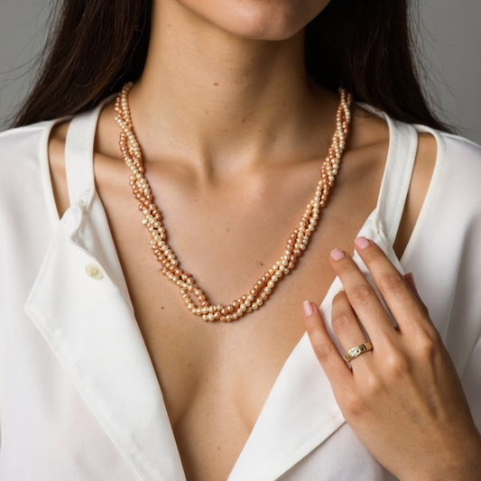 Freshwater Pearl Necklace - Triple Strand Glamour