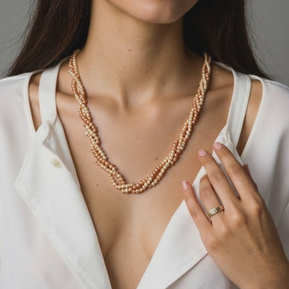 Freshwater Pearl Necklace - Triple Strand Glamour