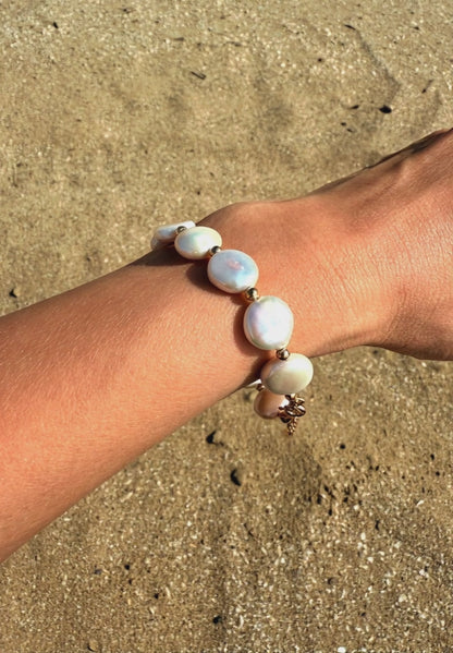 S925 Silver Vintage Gold Baroque Pearl Bracelet