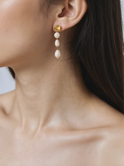 S925 Sterling Silver Baroque Pearl Earrings
