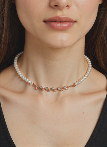 S925 Sterling Freshwater Pearl Rhinstone Elegance Necklace