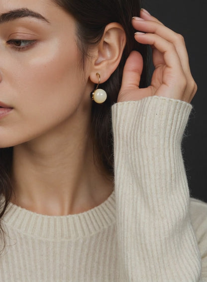 S925 Sterling Freshwater Pearl S-Shape Earrings