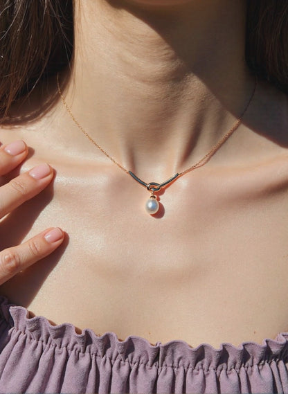 S925 Sterling Silver Lunar Glow Knot Freshwater Pearl Necklace