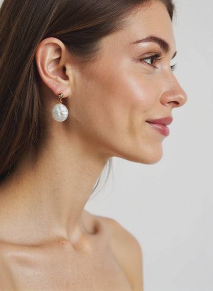 S925 Sterling Baroque Pearl Earrings